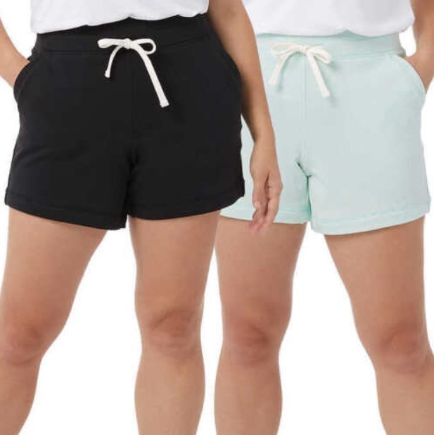 2 x 32 DEGREES Women's 2pk Ultra Soft Shorts, Size L, Cotton/Polyester, Bla
