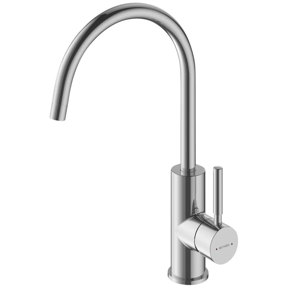 METHVEN Kick Gooseneck Sink Mixer, WELS 4 star/7.5L per Minute.