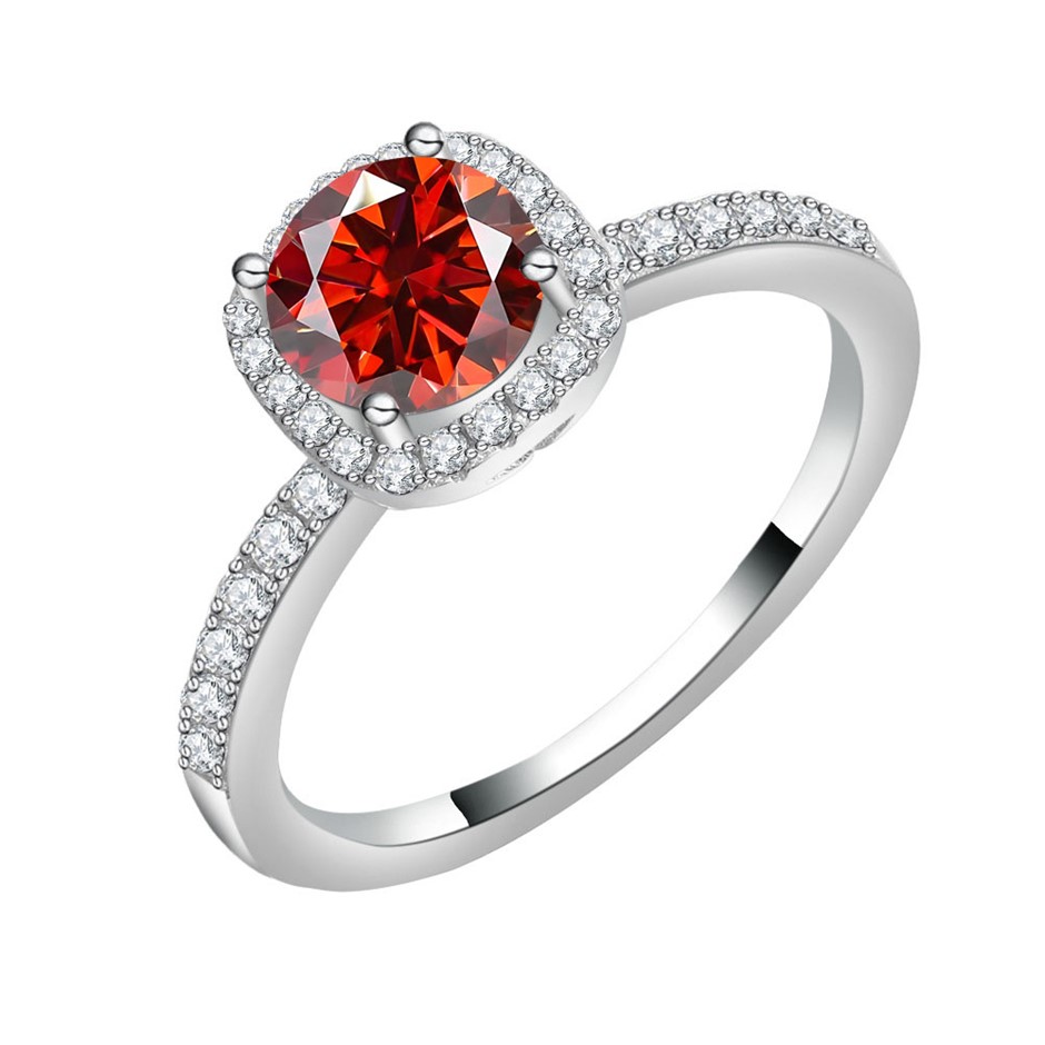 Real Gold Vermeil-GRA-certified 1.00-Carat VVS1 Red Moissanite Ring