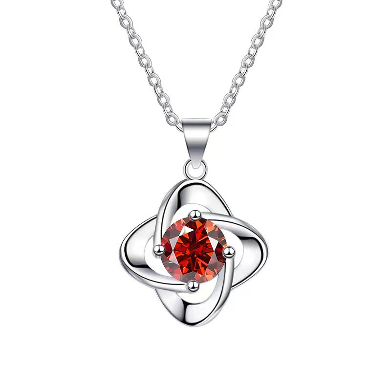 Real Gold Vermeil-GRA-certified 1.00 Carat VVS1 Red Moissanite Necklace