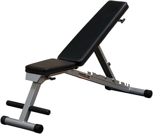 BODY-SOLID Powerline Flat/Incline/Decline Folding Bench, Grey.