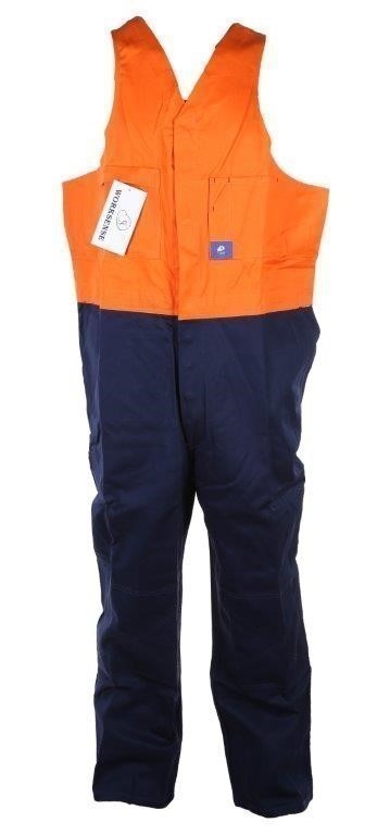 2 x WORKSENSE Overalls, Size 107R, Action Back, Heavy Weight, Orange/Navy.