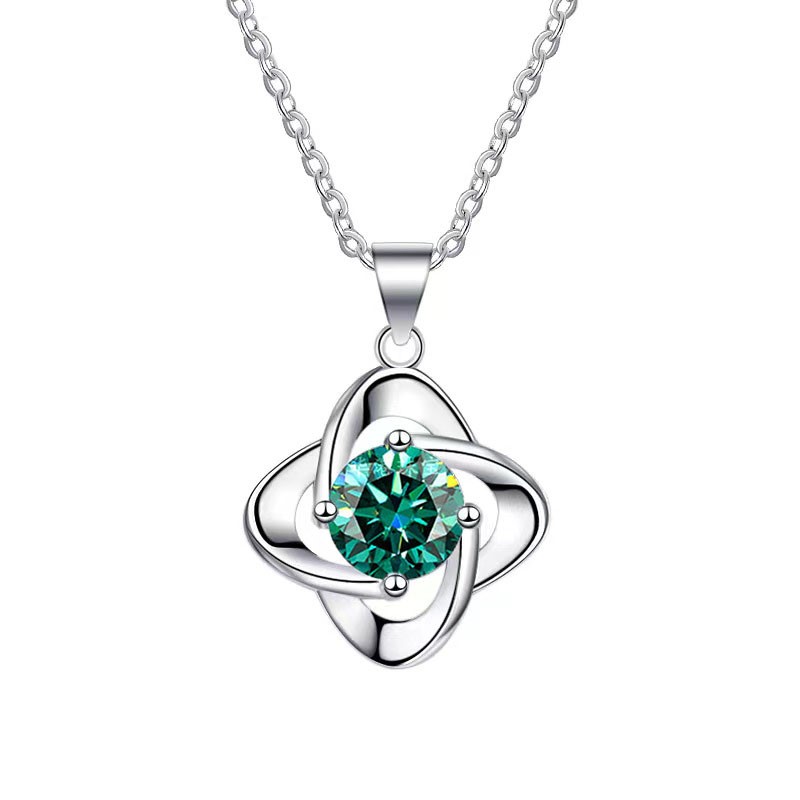 GRA-certified 1.00 Carat Green Moissanite Necklace