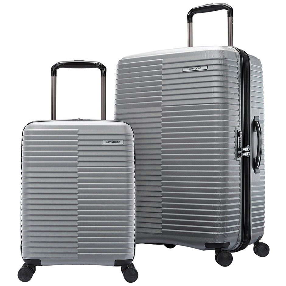 SAMSONITE STACKIT Hardside Luggage Set 2 Piece Silver. NB Has been