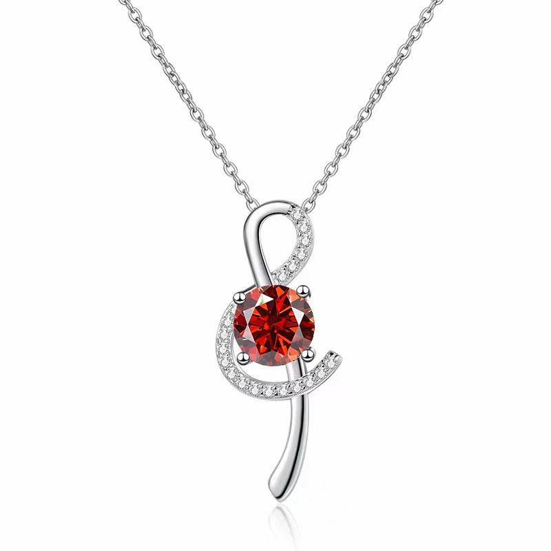 GRA-certified 1.00-carat Red Moissanite Necklace