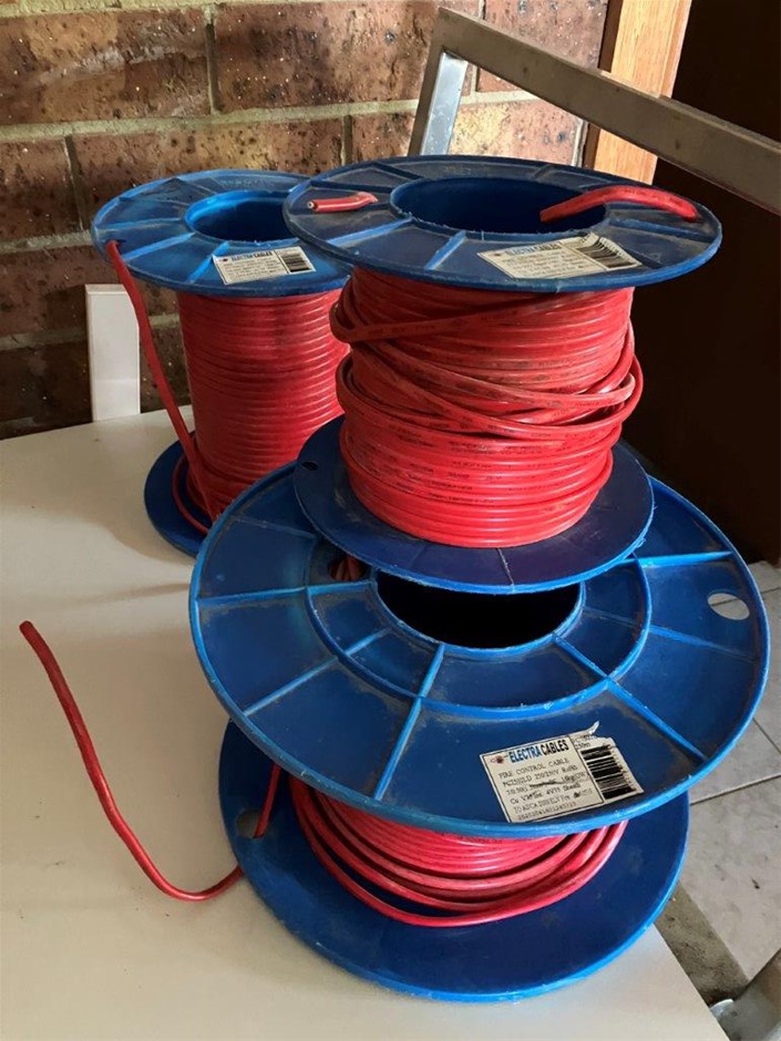 3 x Various Size Reels of Fire Control Electrical Cable Auction (0003 ...