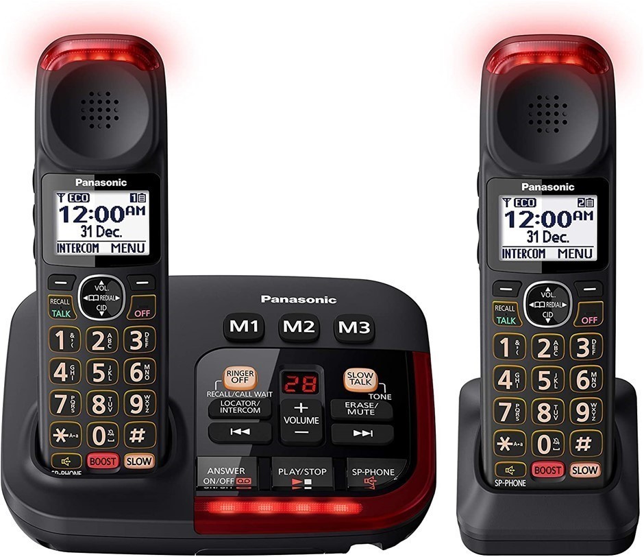 PANASONIC Amplified Digital Cordless Phone with Answering Machine & Twin-Pa