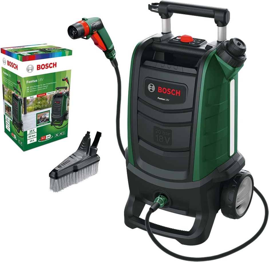 BOSCH 18 V Cordless Portable Pressure Washer Outdoor Cleaner, 290 PSI, 15L