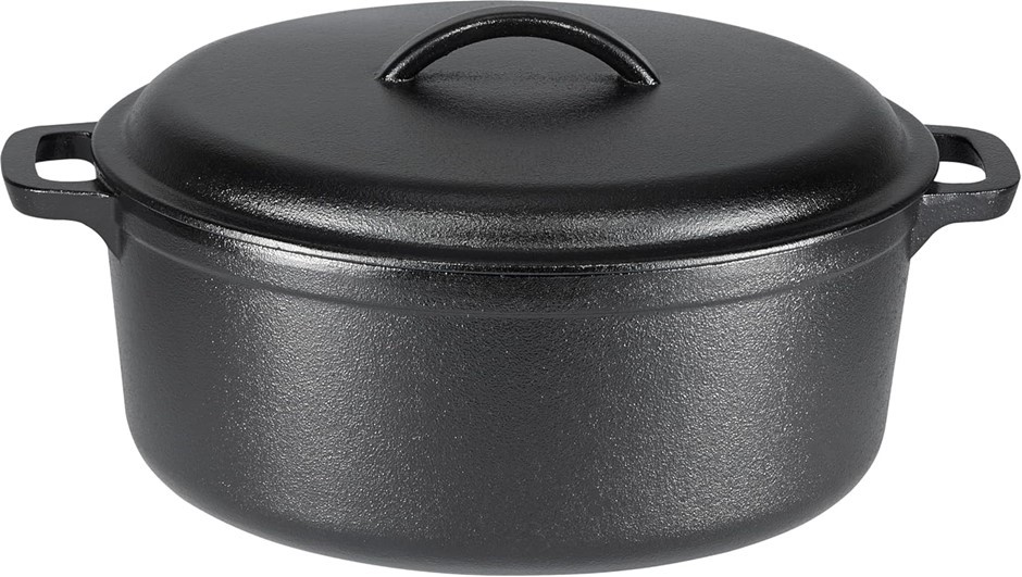 AMAZON BASICS Pre-Seasoned Cast Iron Round Dutch Oven Pot with Lid and Dual