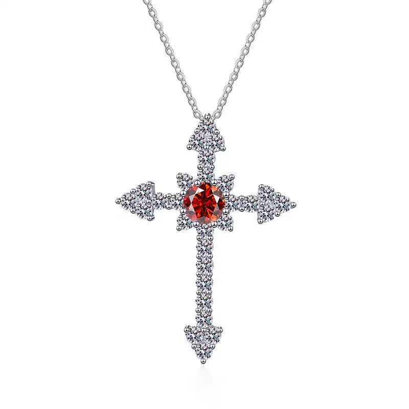 GRA-certified 1.00 Carat Red Moissanite Necklace