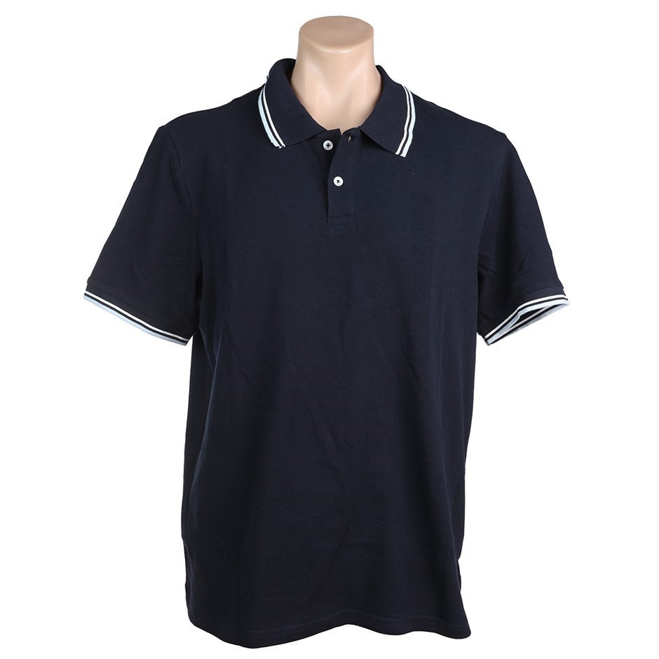 ENGLISH LAUNDRY Men's Polo, Size L, 100% Cotton, Navy/Blue/White (410). Bu