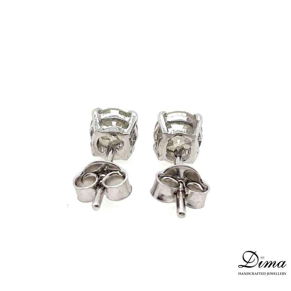 1.20ct SI-P1/light brownish yellow Diamond Earrings 18K White Gold