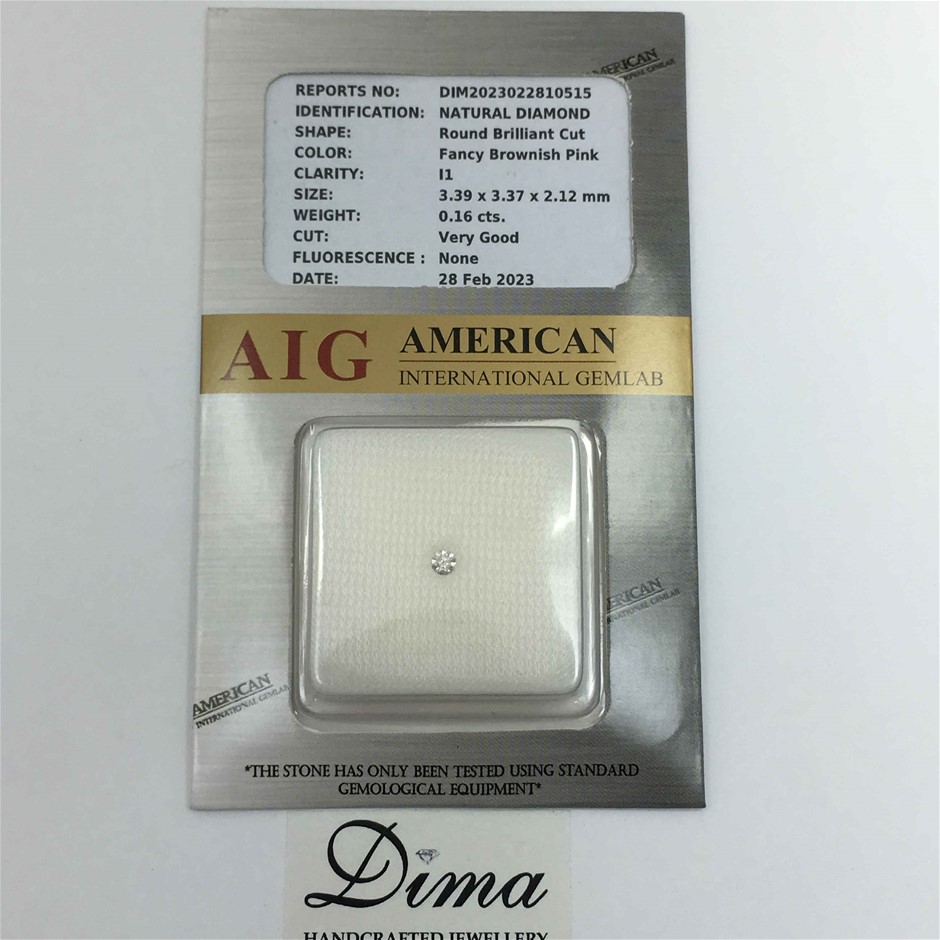 0.16ct One Stone Natural Pink Diamond Round