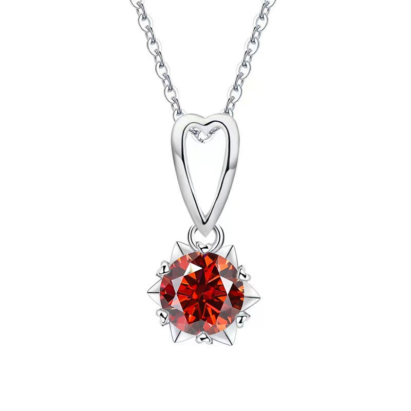 GRA-Certified 1.00-Carat Red Moissanite Necklace