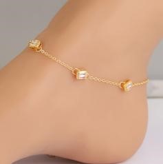 Elegant 18K Yellow Gold plated Simulated Diamond Anklet