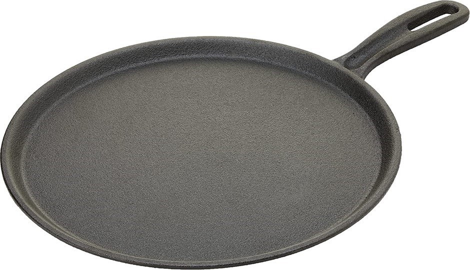 CLASSICA Pre-Seasoned Cast Iron Flat Pan, 28 cm Black, Dimensions: 41.79 x