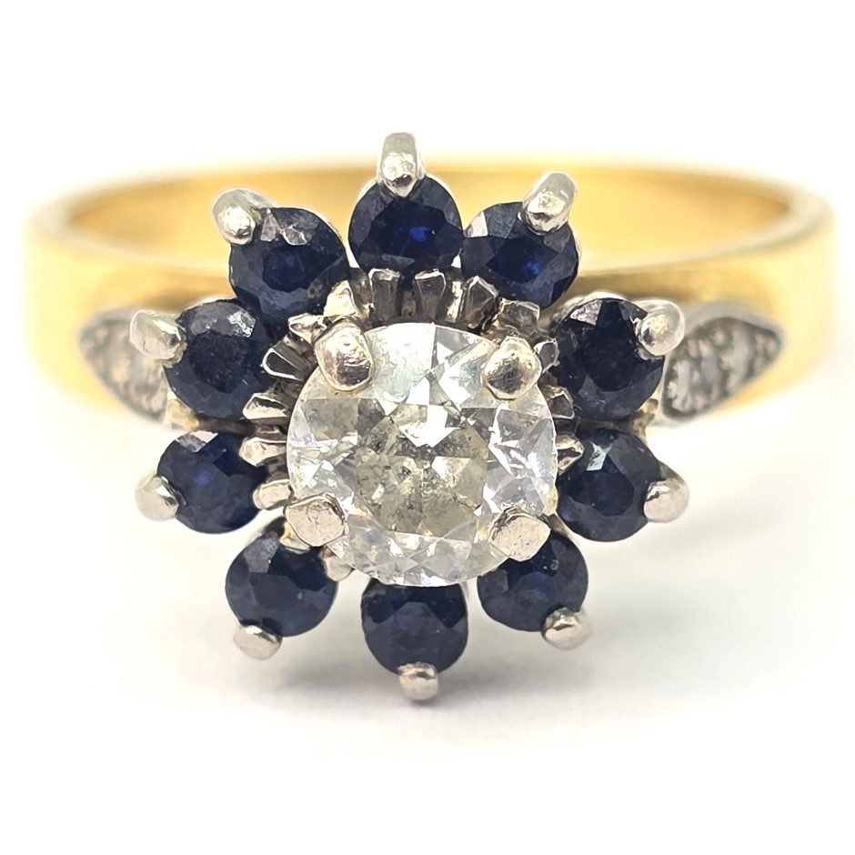 No Reserve 18ct Two-Tone Gold 1.05ct TCW Blue Sapphire Ring
