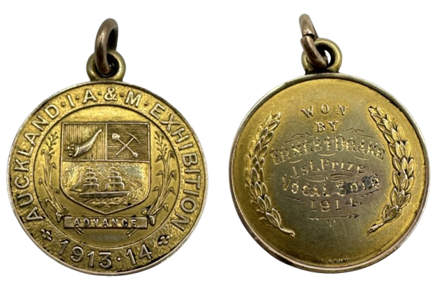 Auckland I.A. & M. (Industrial, Agricultural & Mining) Exhibition, 1913-14, struck in gold (9ct, 14.7g, 29mm)