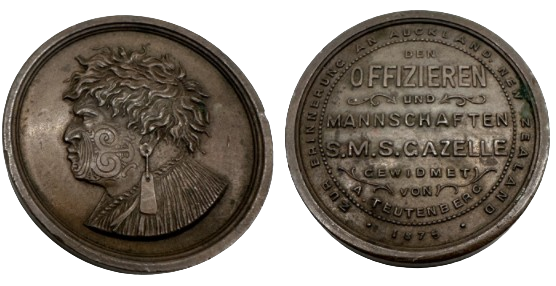 Visit of German Battleship S.M.S.Gazelle to New Zealand, 1875, struck in copper (28mm)