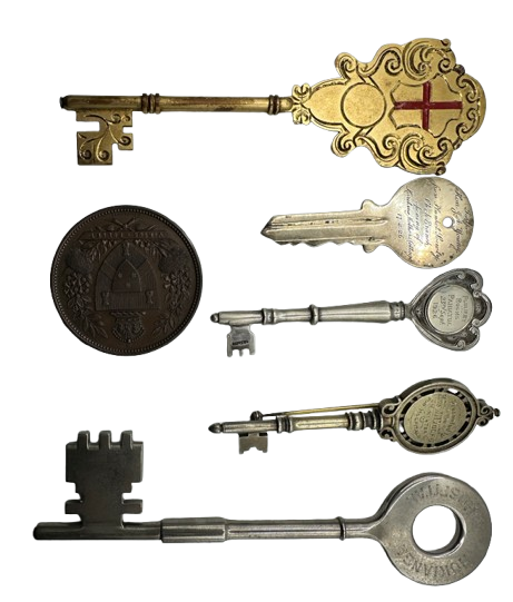 Assorted presentation keys & medal