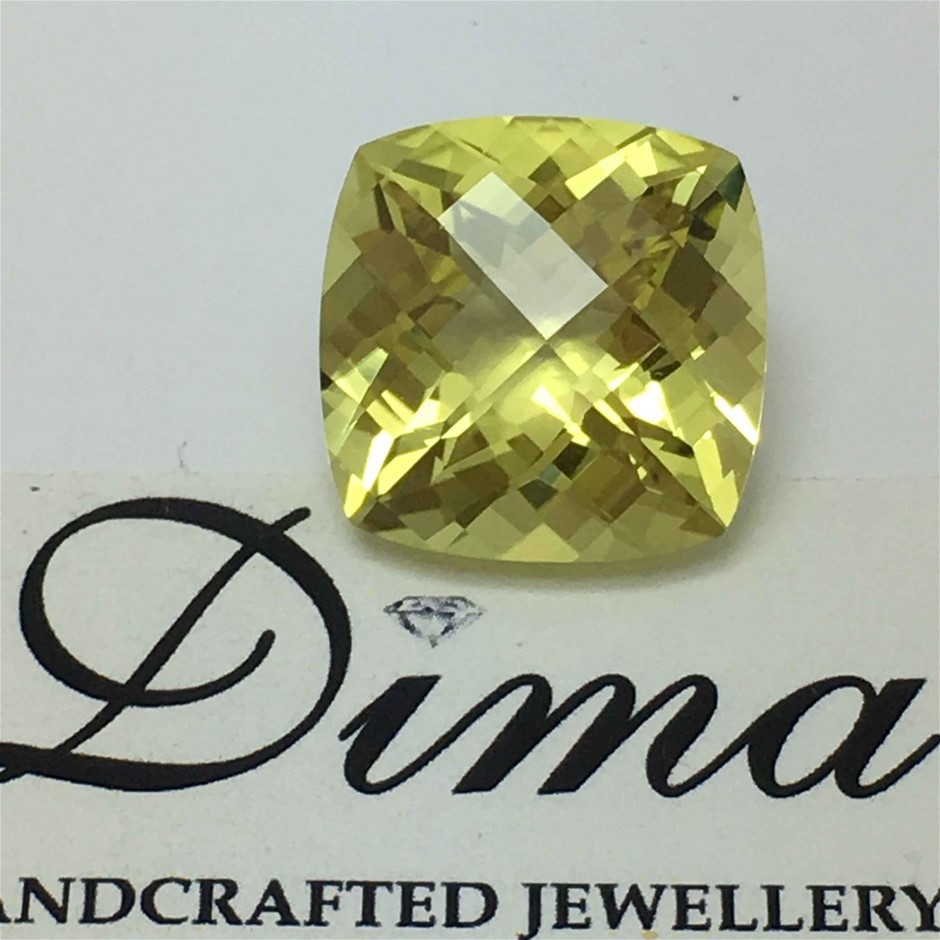 One Stone Lemon Cushion Checkerboard 12.70ct