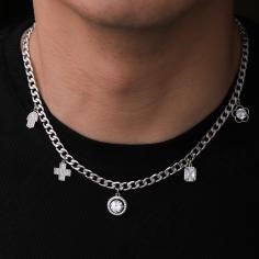 Elegant 18K White Gold plated Simulated Diamond Necklace