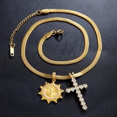 Elegant 18K Yellow Gold plated Simulated Diamond Necklace