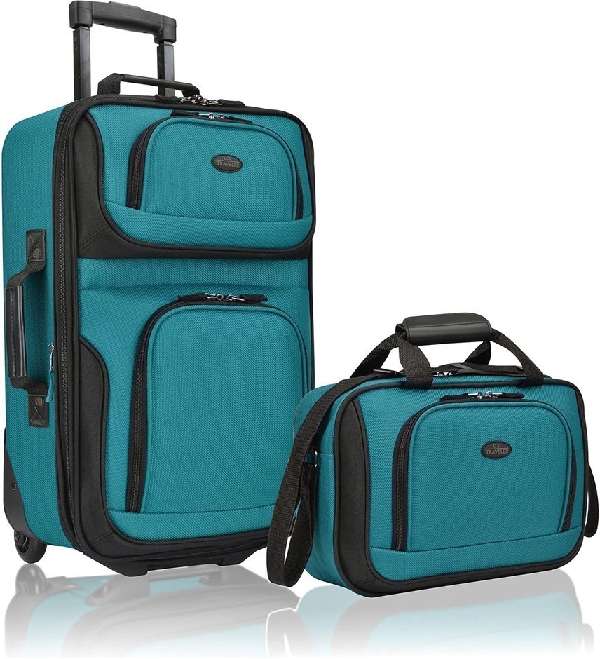 U.S. TRAVELER Rio Push Button Traveler Soft Shell Suitcase, 2-Piece, Tote B