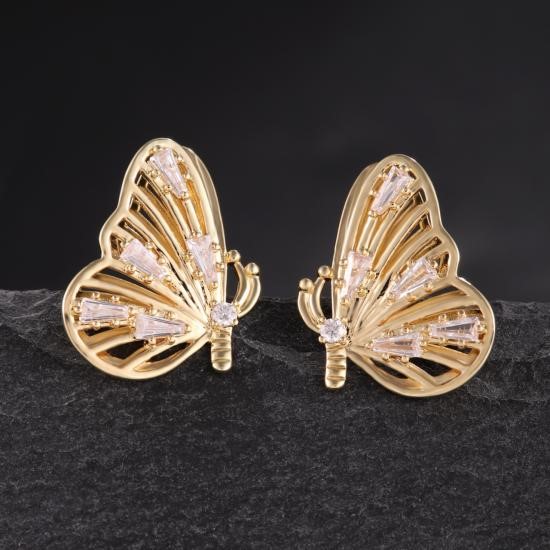 Elegant 18K Yellow Gold plated Simulated Diamond Earrings