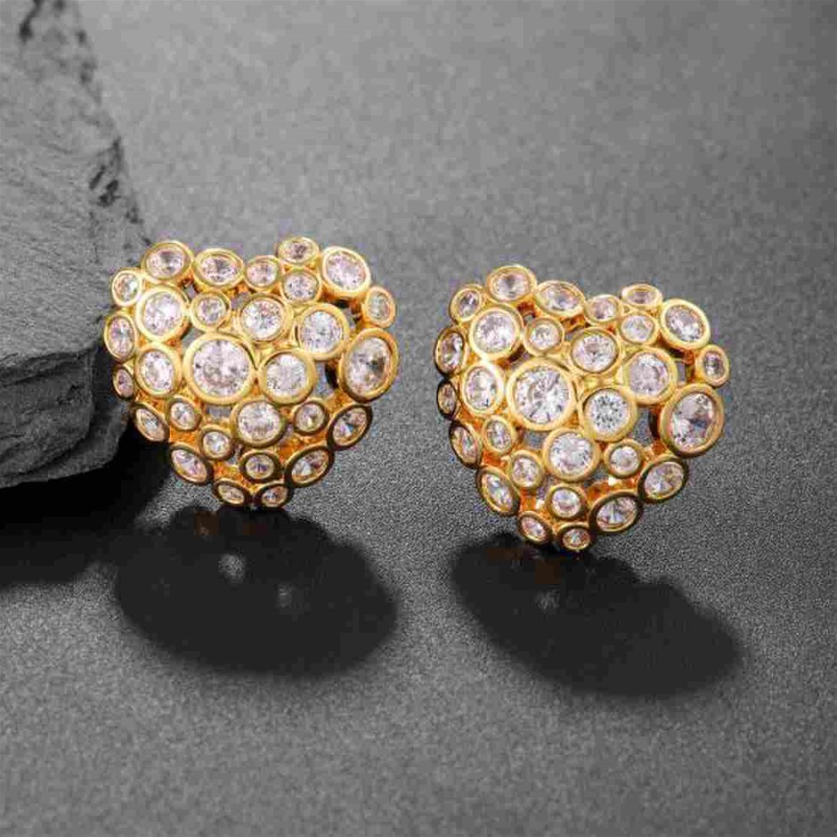 Elegant 18K Yellow Gold plated Simulated Diamond Earrings