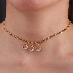 Elegant 18K Yellow Gold plated Simulated Diamond Necklace