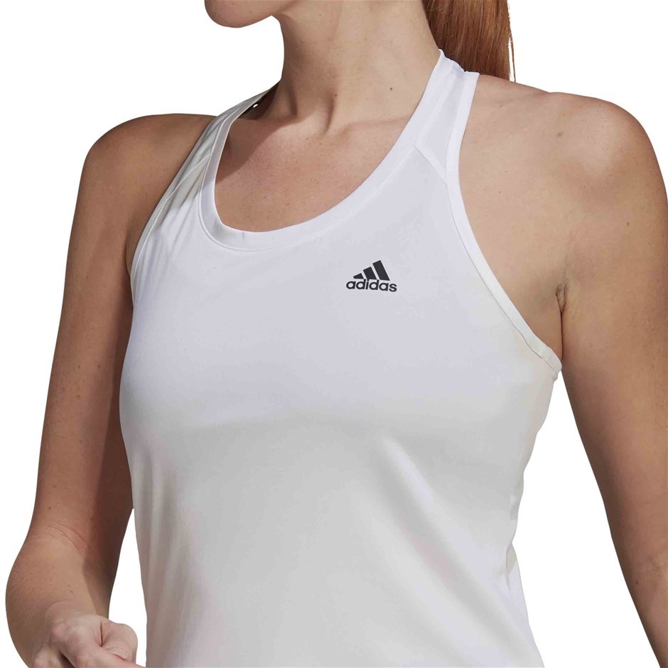 ADIDAS Women's 3S Tank, Size XL, Polyester, White/ Black. Buyers Note - Di