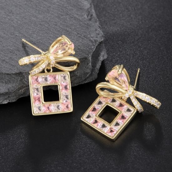 Elegant 18K Yellow Gold plated Simulated Diamond Earrings