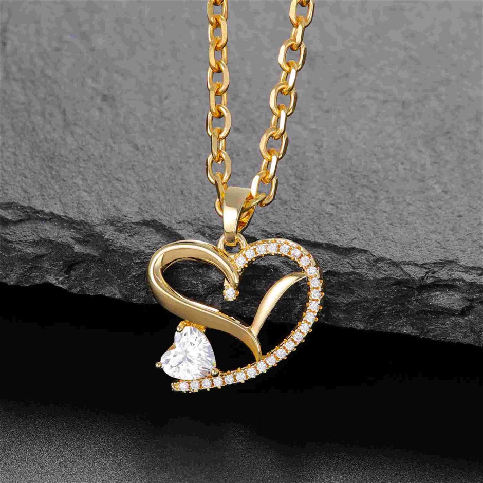 Elegant 18K Yellow Gold plated Simulated Diamond Necklace