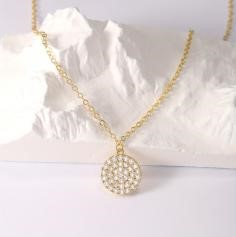 Elegant 18K Yellow Gold plated Simulated Diamond Necklace