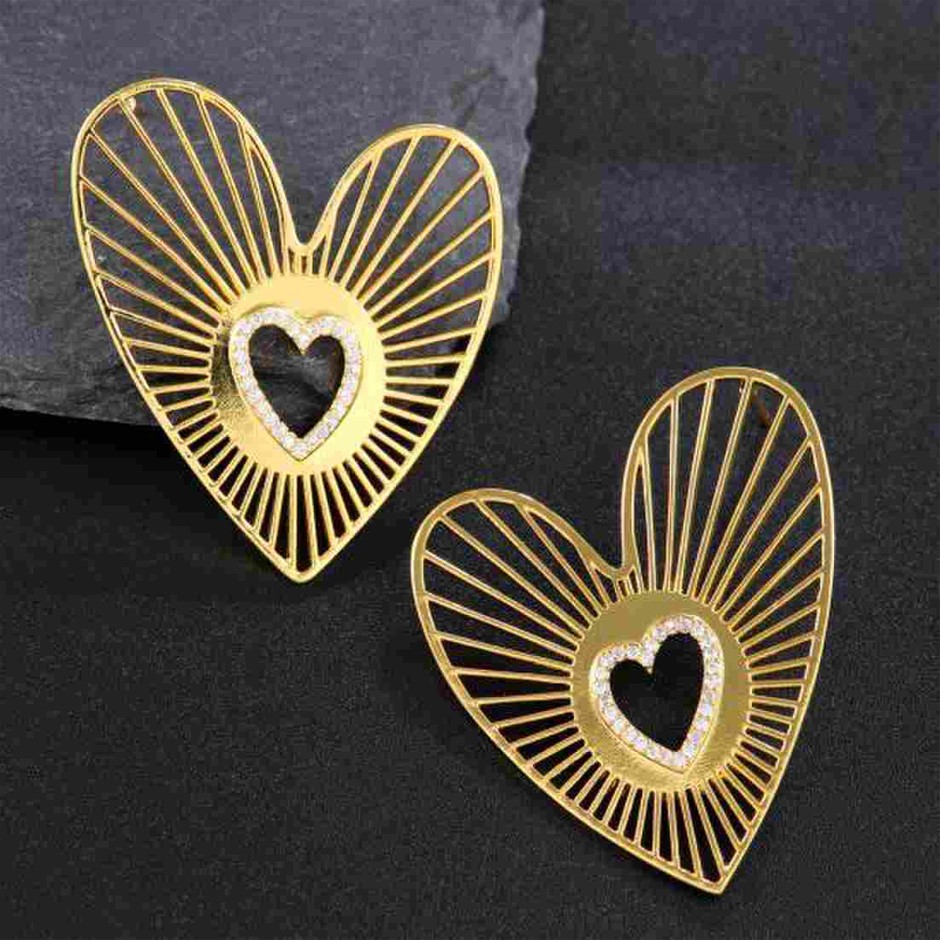 Elegant 18K Yellow Gold plated Simulated Diamond Earrings