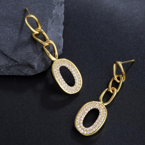 Elegant 18K Yellow Gold plated Simulated Diamond Earrings