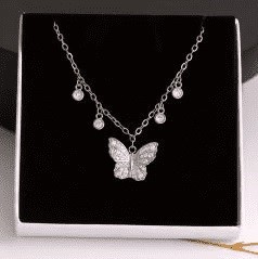 Elegant 18K White Gold plated Simulated Diamond Necklace