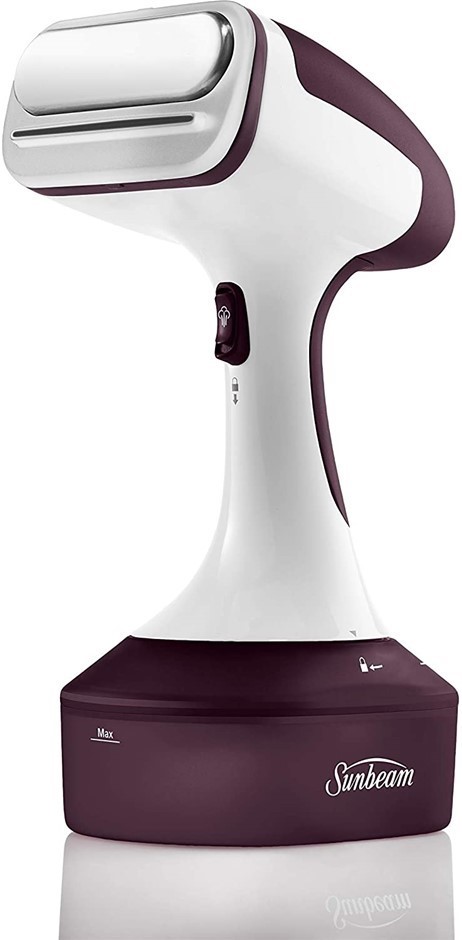 SUNBEAM Handheld Garment Steamer, Model SG1000, Maroon. NB: Used, not in or