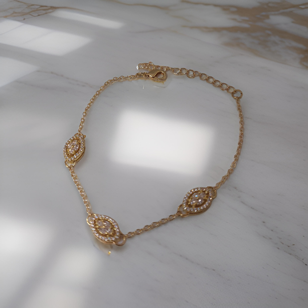 Elegant 18K Yellow Gold plated Simulated Diamond Bracelet