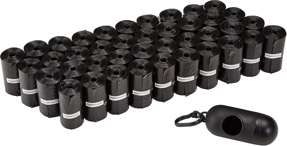 Pack of 40 x AMAZON BASICS Unscented Dog Poop Bags Rolls with Dispenser and