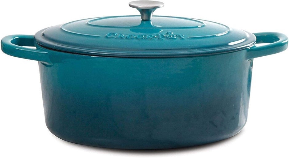 CROCK-POT Artisan Oval Cast Iron Dutch Oven with Non-Stick Surface, 7 Quart