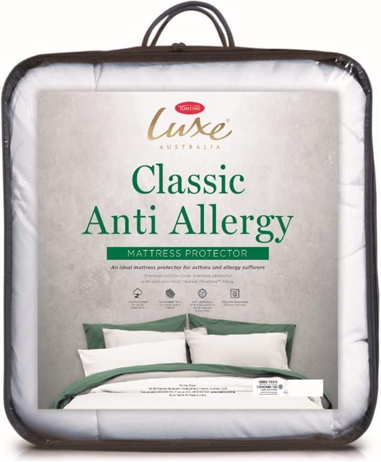 TONTINE Luxe Classic Anti Allergy Bed Cotton Mattress Protector, Size Queen