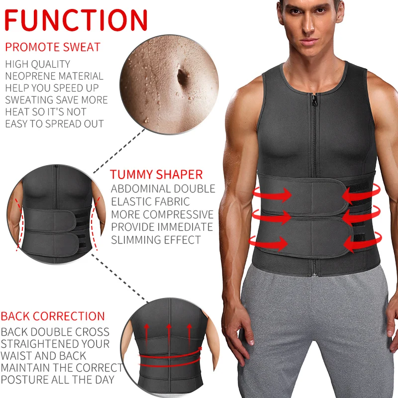Men Sauna Waist Trainer Fitness Vest Body Shaper