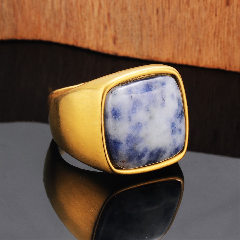 Square Blue Stone Wedding Ring Size 10