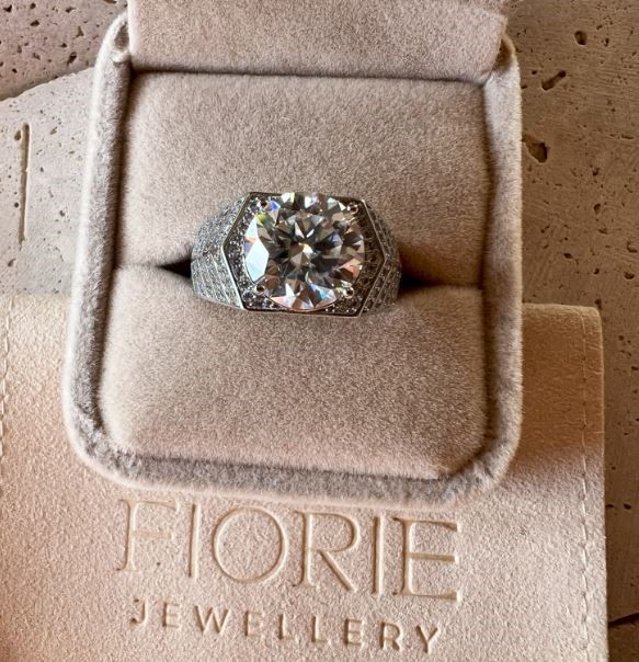 5 Carat Moissanite Platinum-Plated Ring