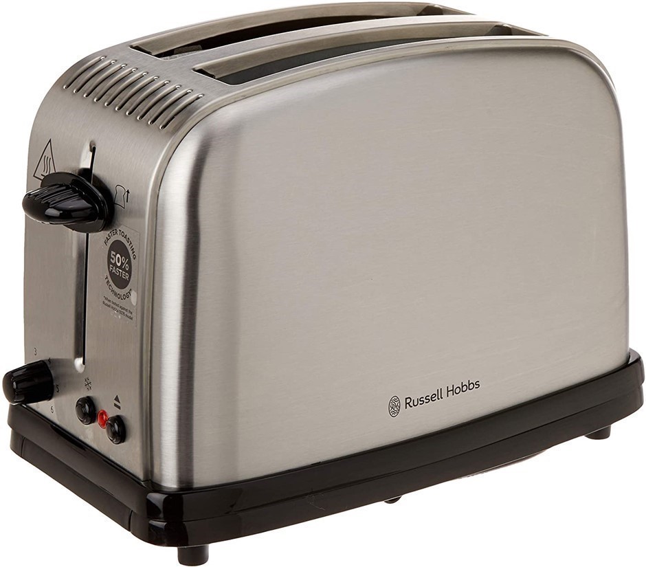 RUSSELL HOBBS Classic Toaster 2 Slice, Silver, RHT12BRU.