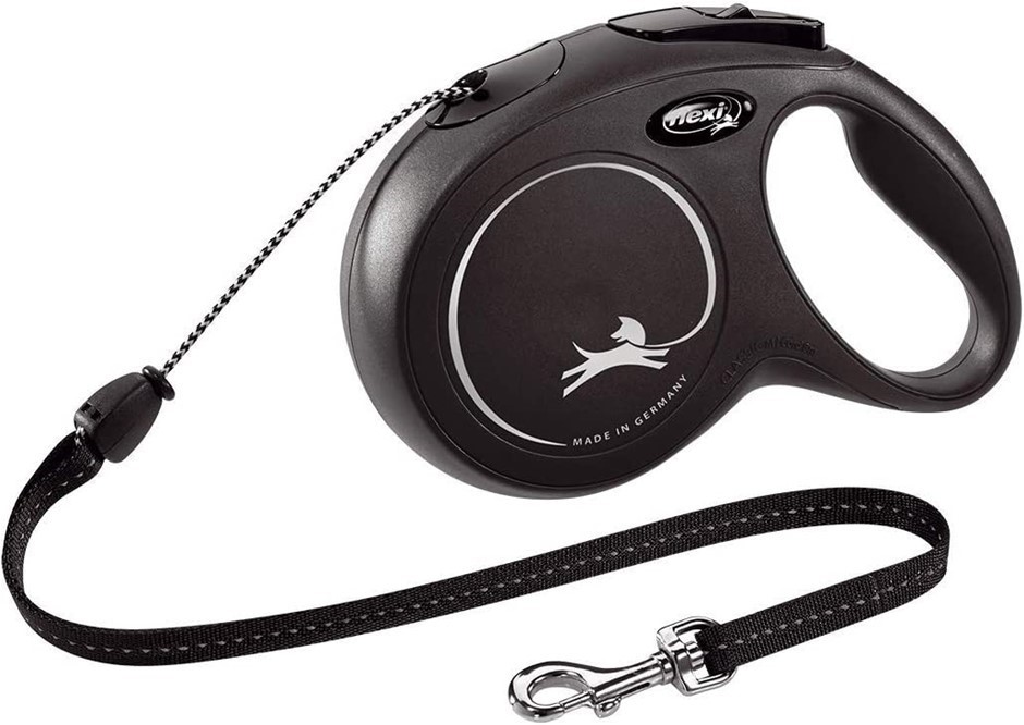 FLEXI New Classic Cord Retractable Dog Lead, Size M, Black.