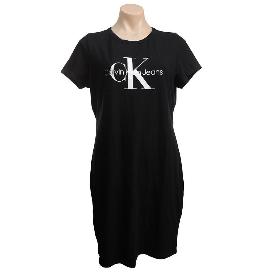 CALVIN KLEIN JEANS Women's CK Tee Dress, Size L, 55%PimaCotton/37%Modal, Bl