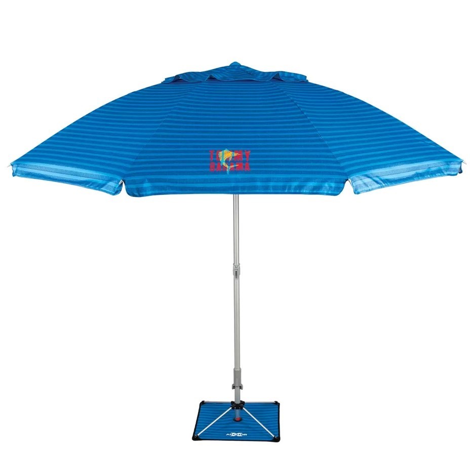 TOMMY BAHAMA Beach Umbrella, 2.4m, Blue Stripe. NB: Minor use, no further c